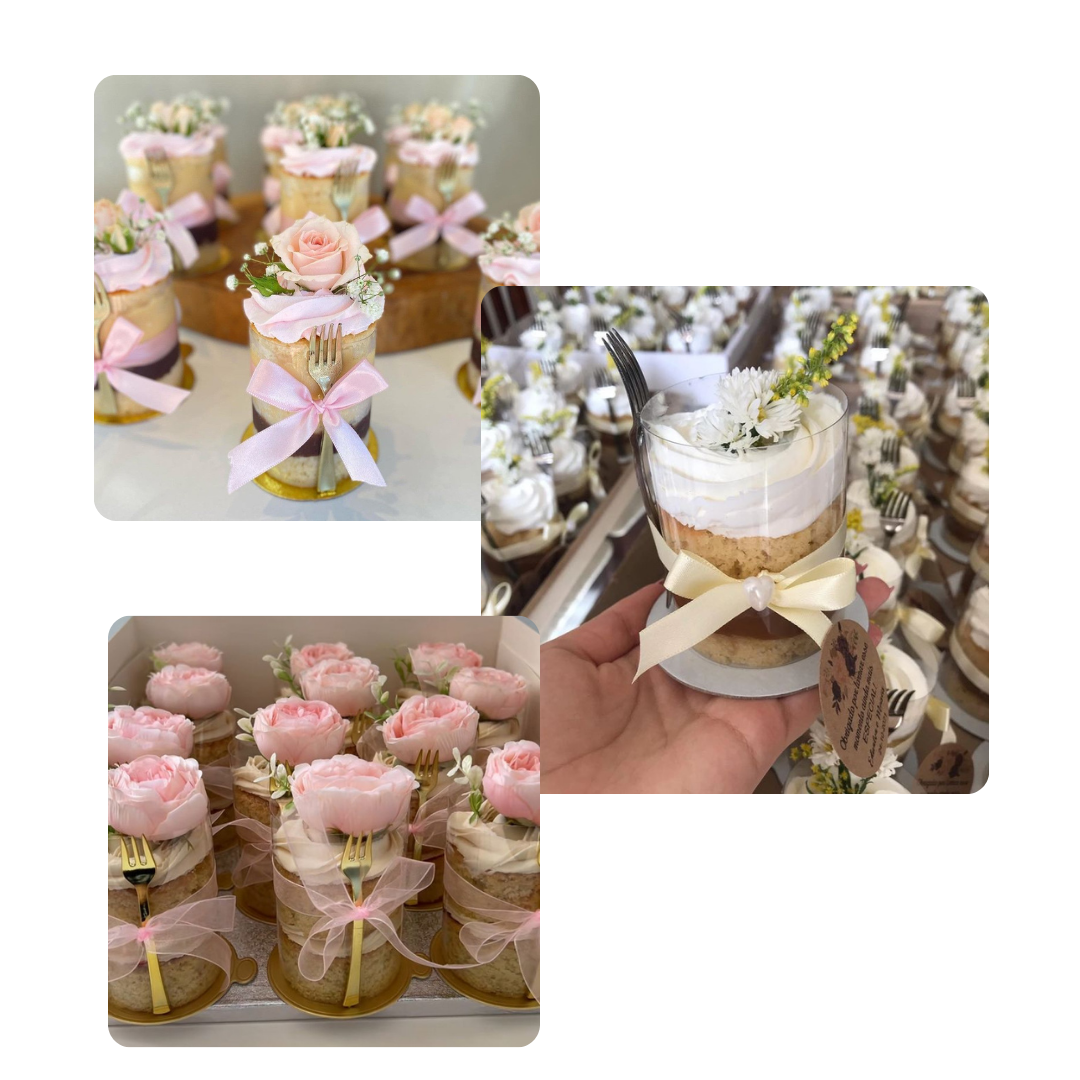Mini bolos no acetato decorados